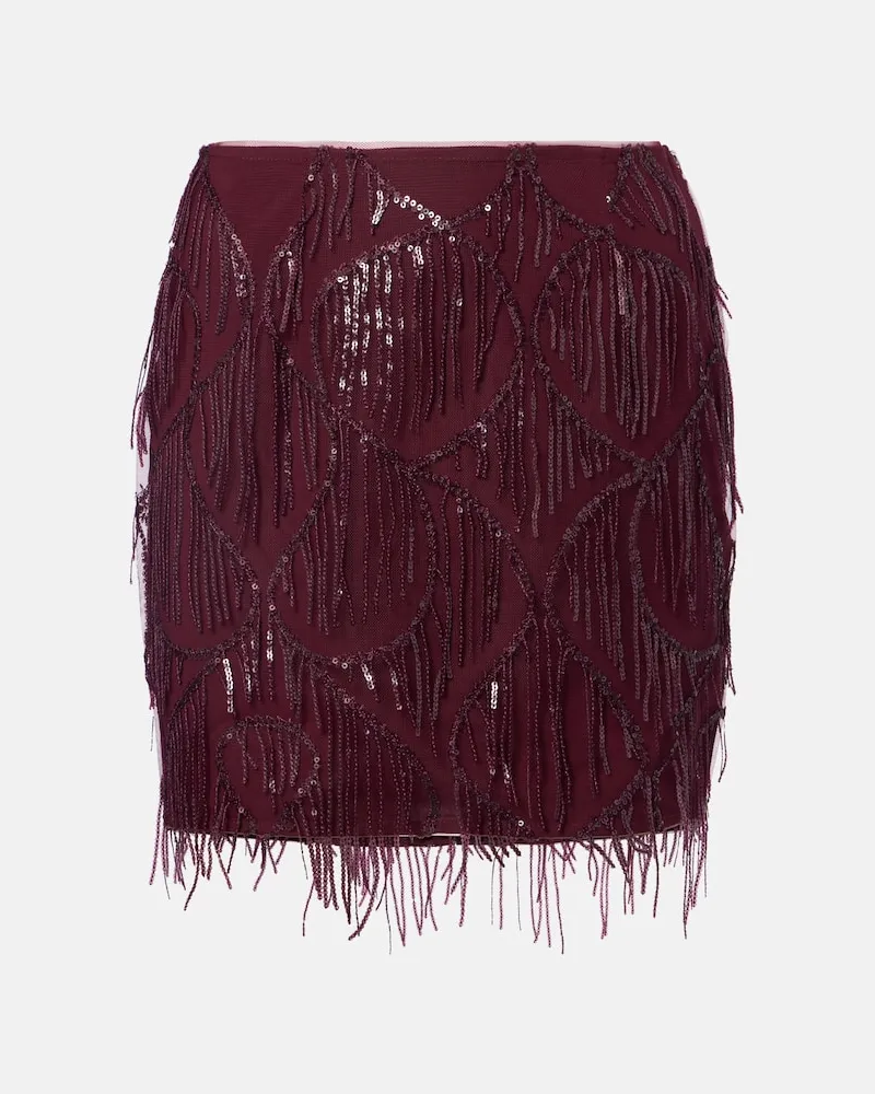 ROTATE Birger Christensen Minirock mit Pailletten Burgunderrot