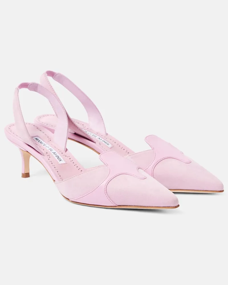 Manolo Blahnik Slingback-Pumps Poligleto 50 aus Veloursleder Rosa