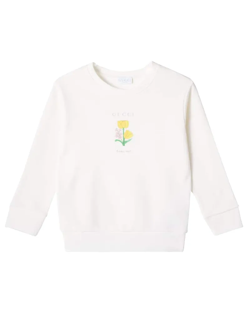 Gucci Bedrucktes Sweatshirt aus Baumwoll-Jersey Weiß