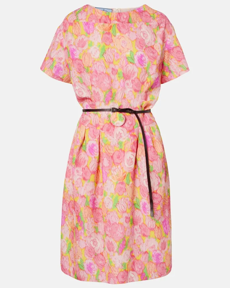 Prada Midikleid aus Cloqué Multicolor