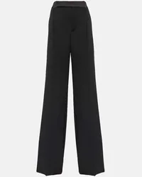 Saint Laurent Weite High-Rise-Hose Schwarz