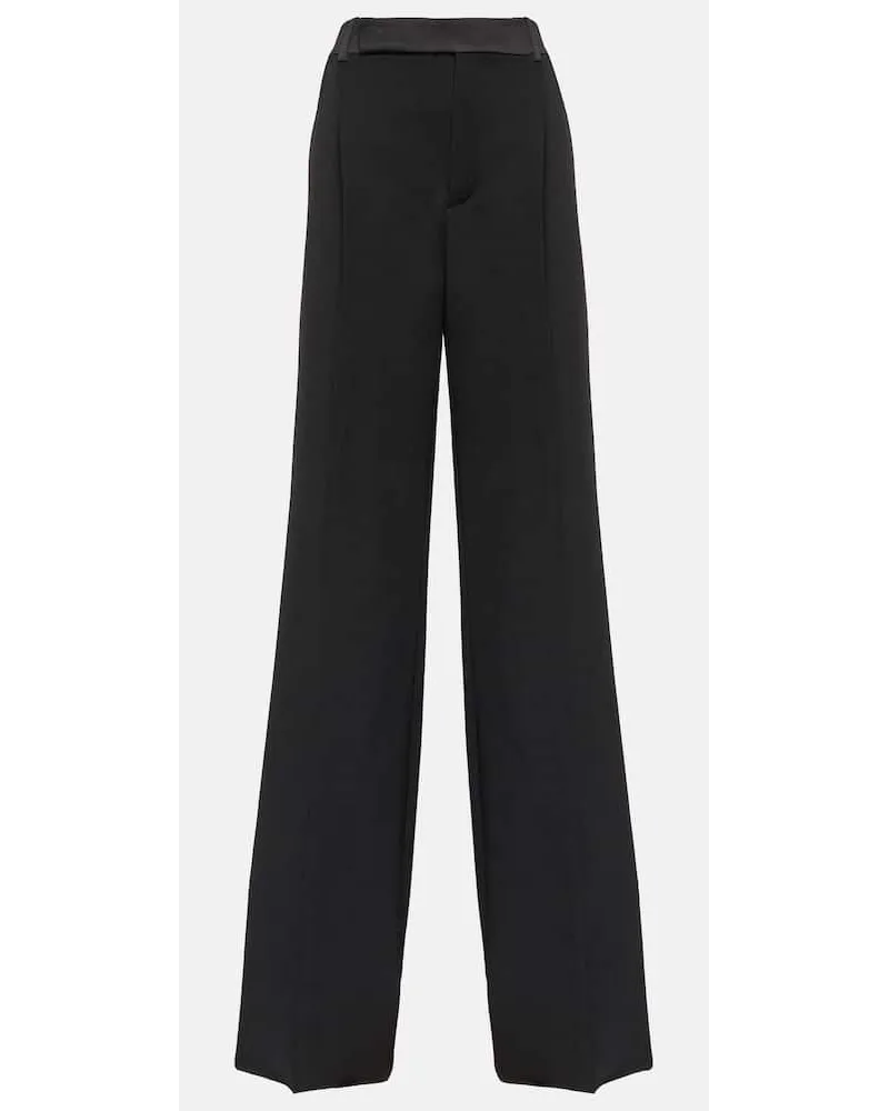 Saint Laurent Weite High-Rise-Hose Schwarz