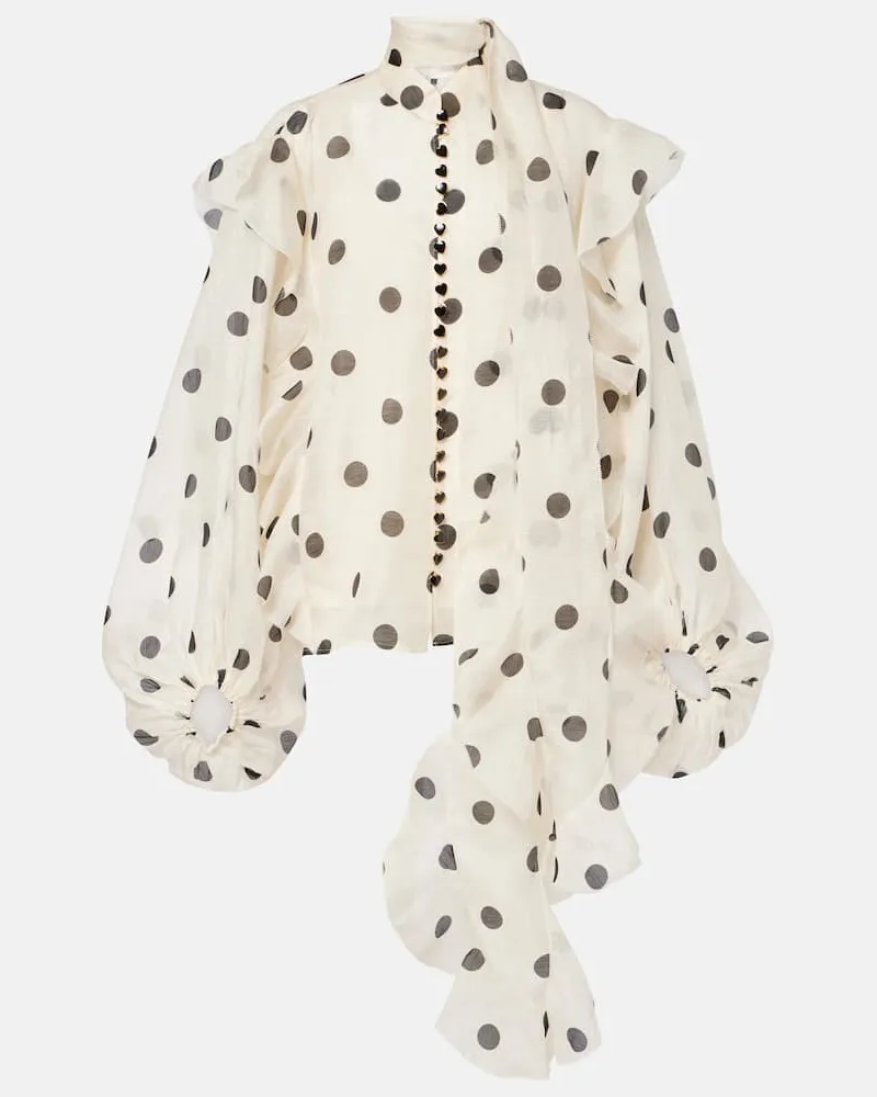 Zimmermann Schluppenbluse Crush aus Leinen und Seide Weiß