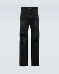 Balenciaga Distressed Straight Jeans Schwarz