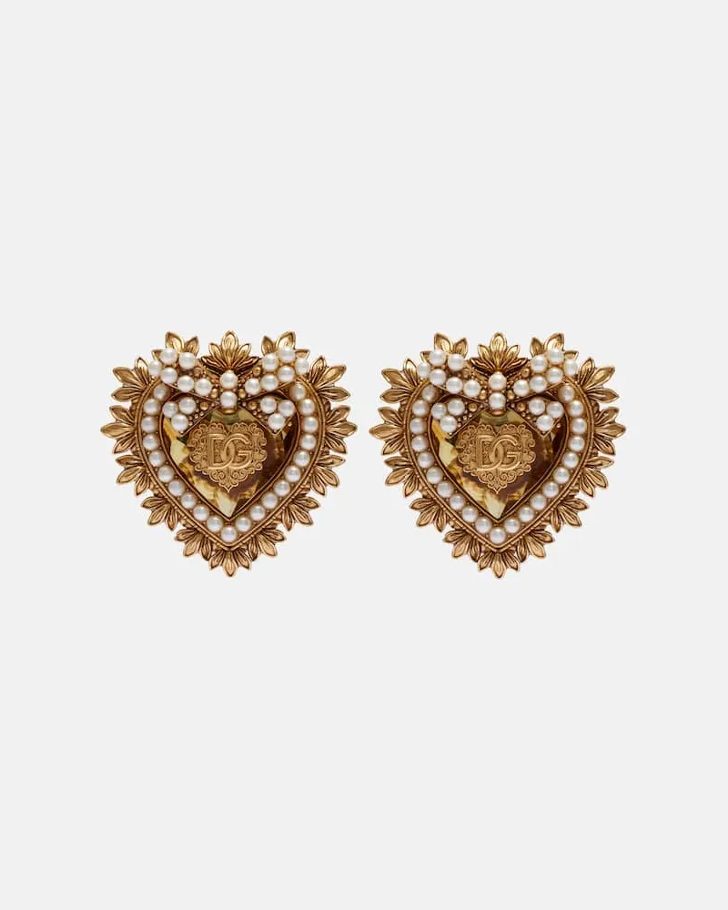 Dolce & Gabbana Verzierte Clip-Ohrringe Devotion DG Gold