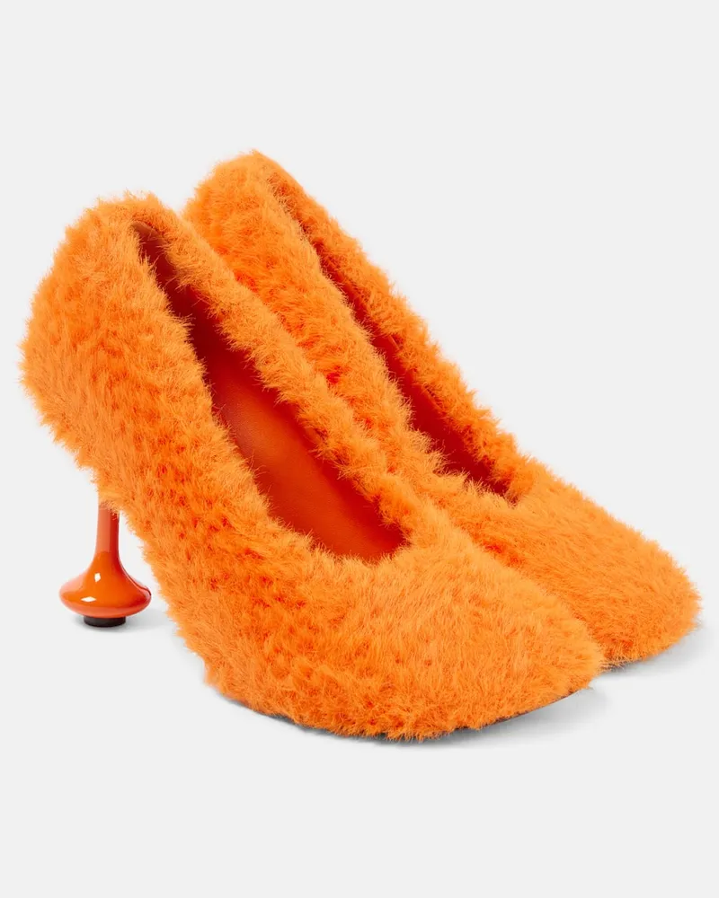 Loewe Pumps Toy 90 aus Faux Shearling Orange