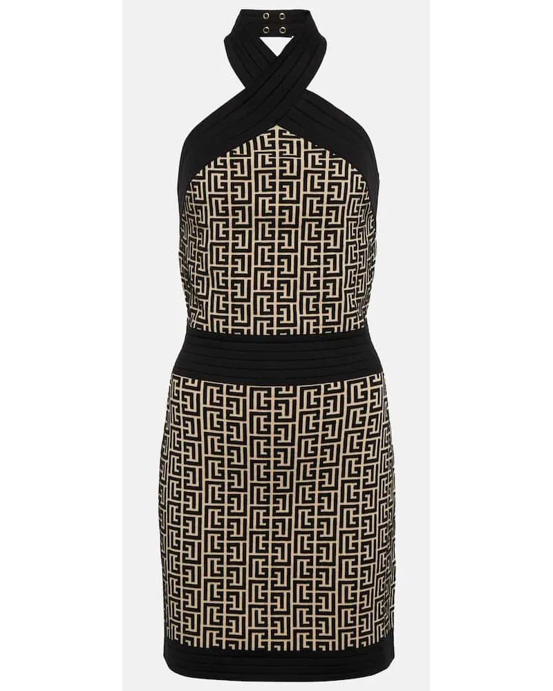 Balmain Minikleid Monogram Schwarz