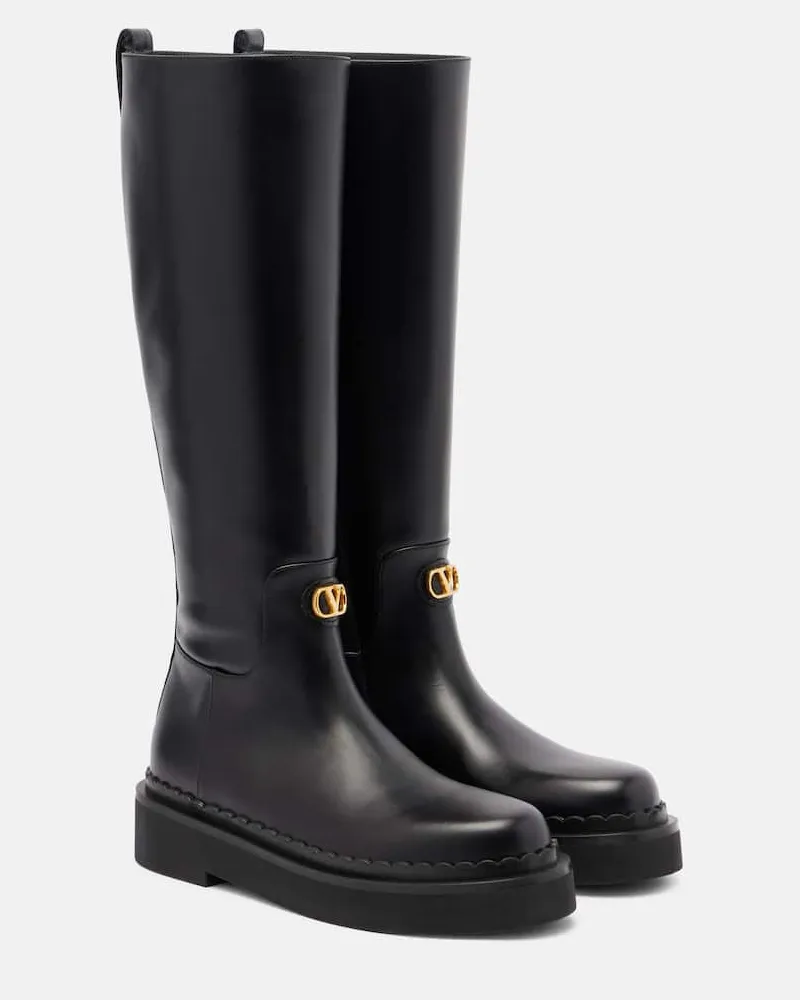 Valentino Garavani Stiefel VLogo Signature aus Leder Schwarz