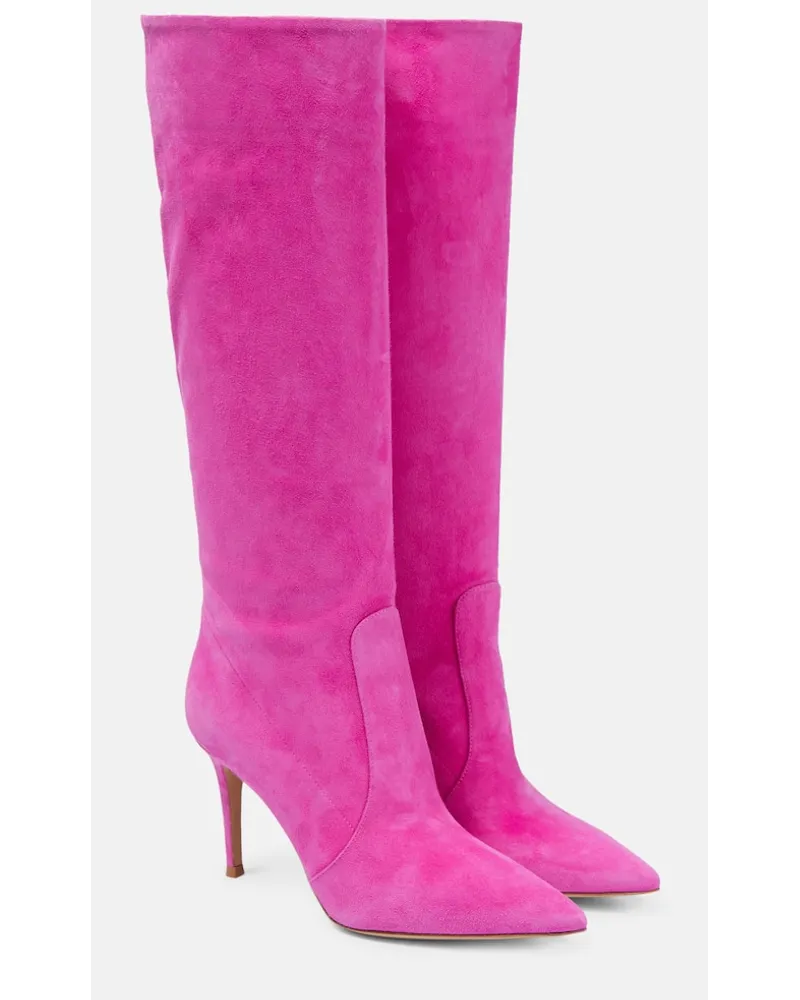 Gianvito Rossi Stiefel Hansen 85 aus Veloursleder Pink