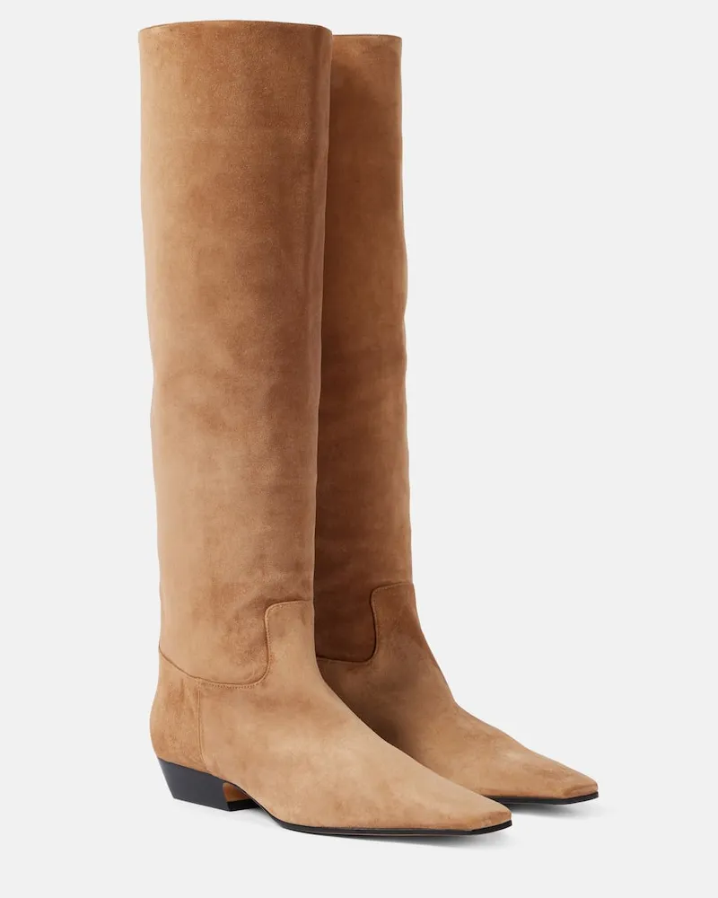 KHAITE Stiefel Marfa aus Veloursleder Beige