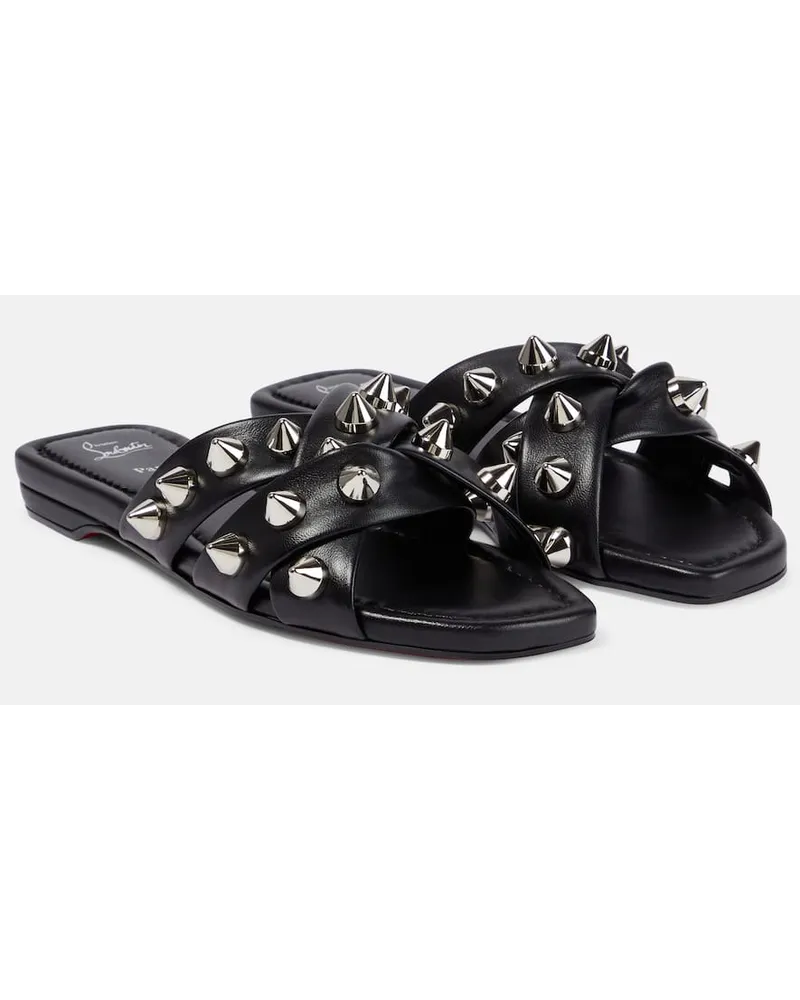 Christian Louboutin Pantoletten Miss Spike Club aus Leder Schwarz