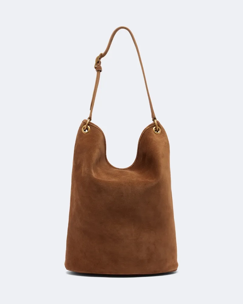 Nili Lotan Schultertasche Cooper Medium aus Veloursleder Braun