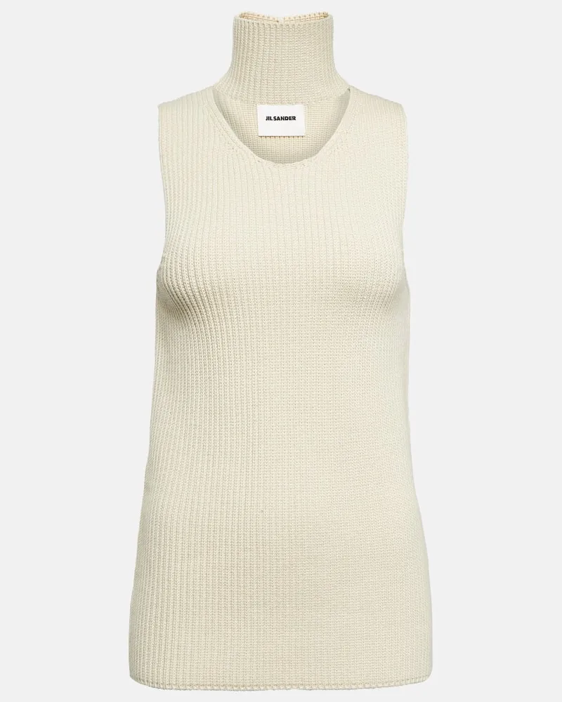 Jil Sander Top aus einem Baumwollgemisch Weiß