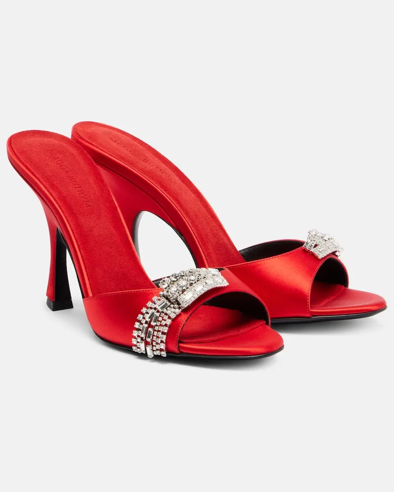 Magda Butrym Pantoletten aus Satin mit Kristallen Rot