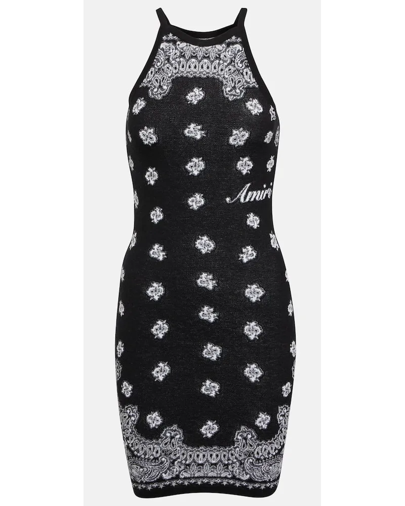 Amiri Bedrucktes Minikleid aus Baumwolle Schwarz