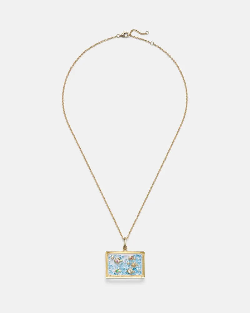 Yvonne Léon Yvonne Léon Halskette L'Acquarium aus 9kt Gelbgold mit Diamanten und Edelsteinen Gold