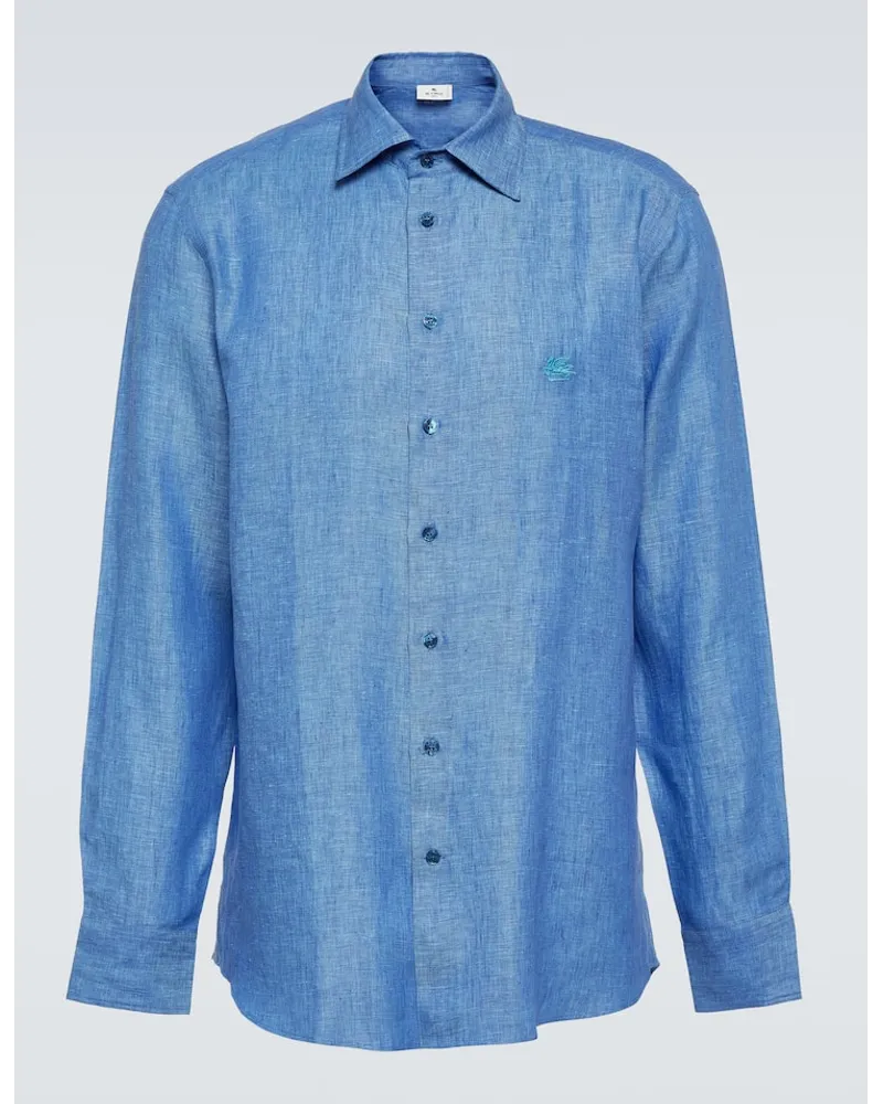 Etro Hemd aus Leinen Blau