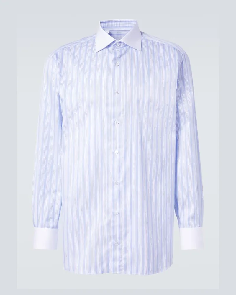 Brioni Hemd aus Baumwollpopeline Blau