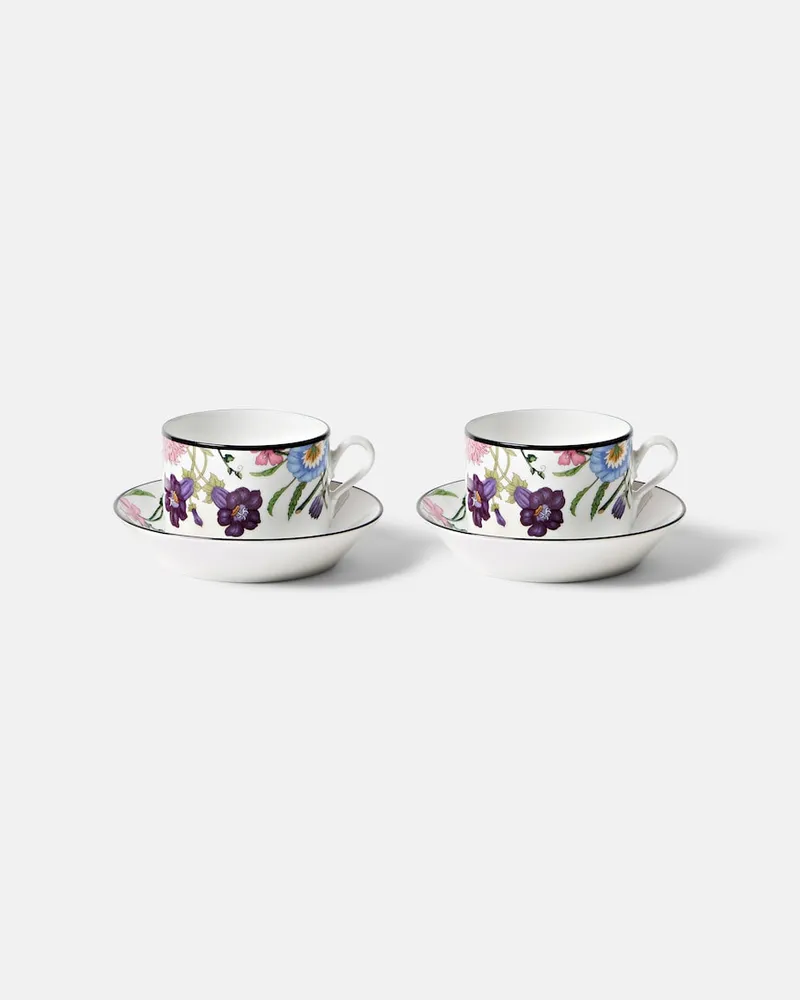 Gucci Set Gucci Flora aus zwei Teetassen und Untertassen Weiß