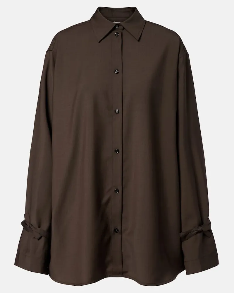 Totême Oversize-Hemd aus Wolle Braun