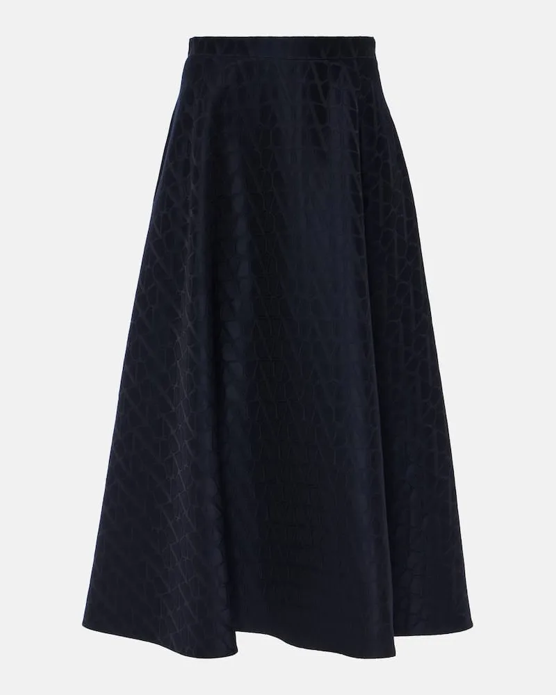 Valentino Garavani Midirock Toile Iconographe aus Crepe Couture Blau