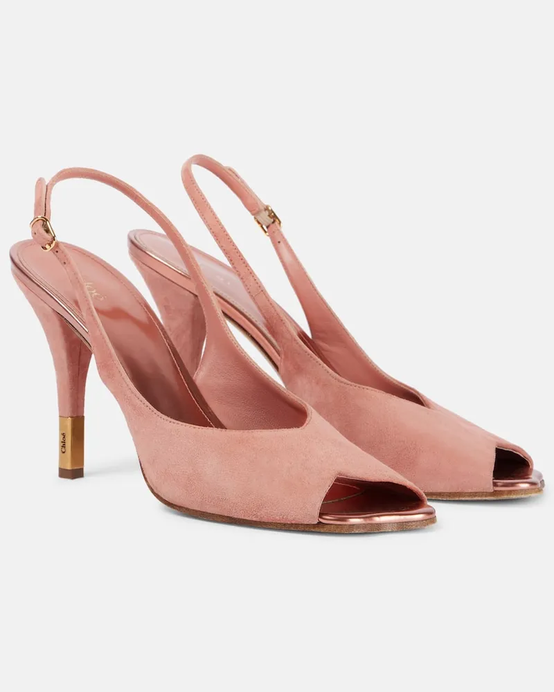 Chloé Chloé Slingback-Pumps Flower 95 aus Veloursleder Rosa
