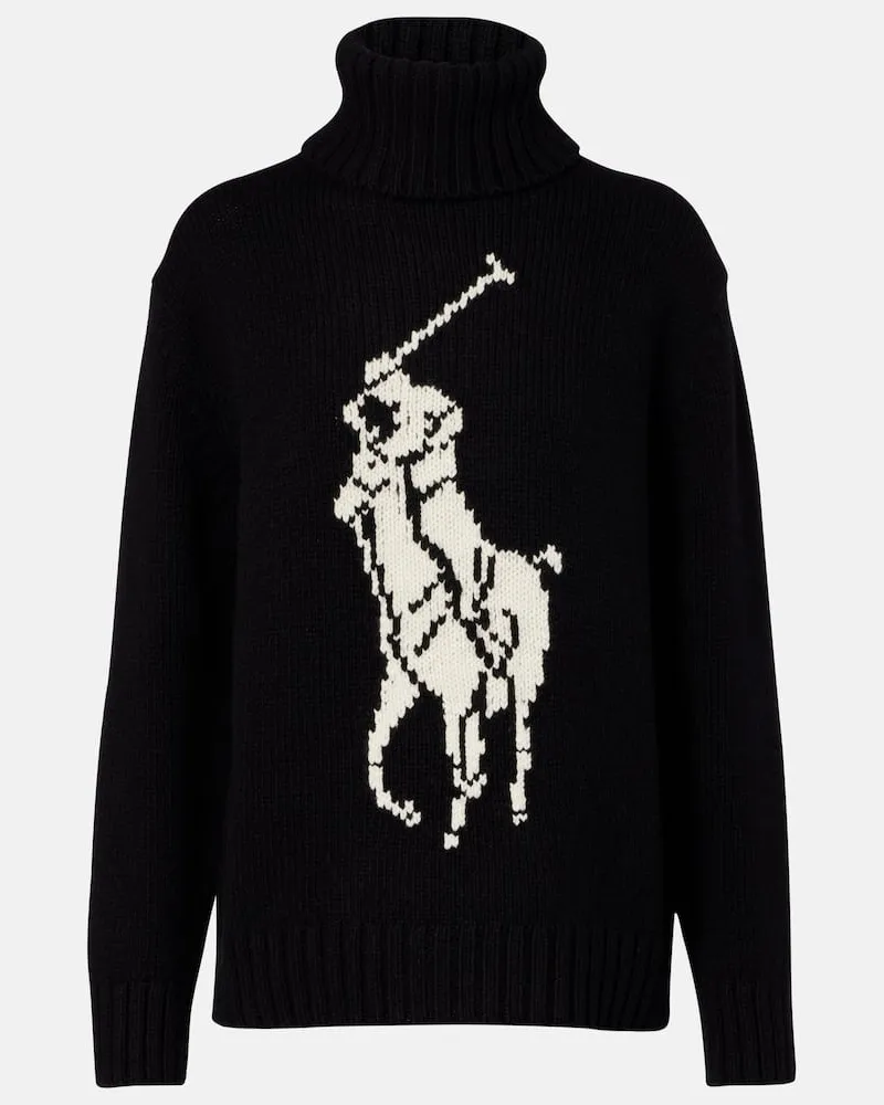 Ralph Lauren Rollkragenpullover aus Wolle Schwarz