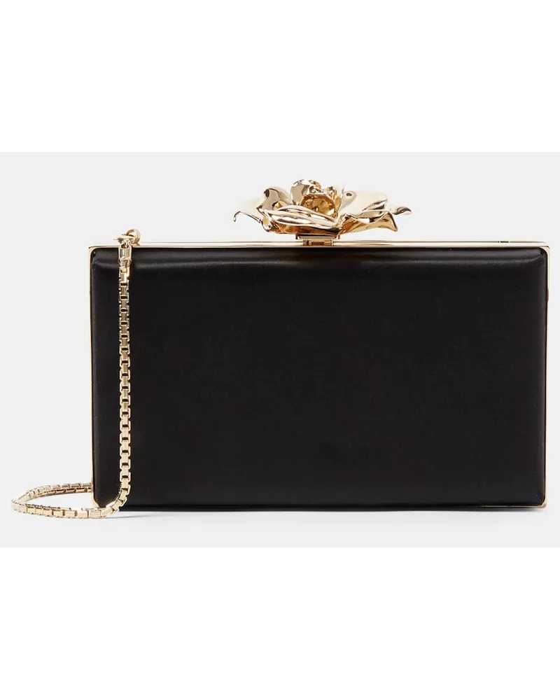 Victoria Beckham Clutch Frame Flower aus Satin Schwarz