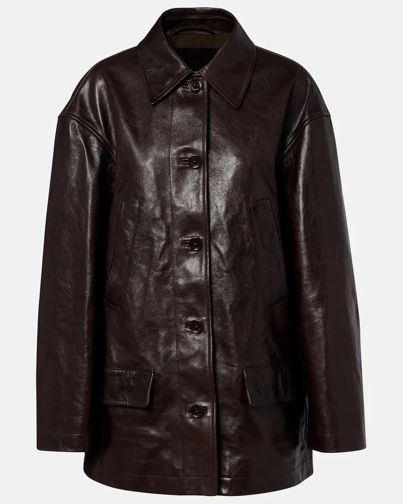 Balenciaga Oversize-Carcoat aus Leder Braun