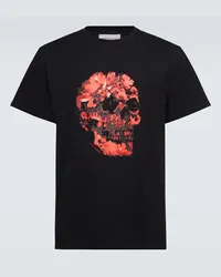 Alexander McQueen Bedrucktes T-Shirt Skull aus Baumwoll-Jersey Schwarz