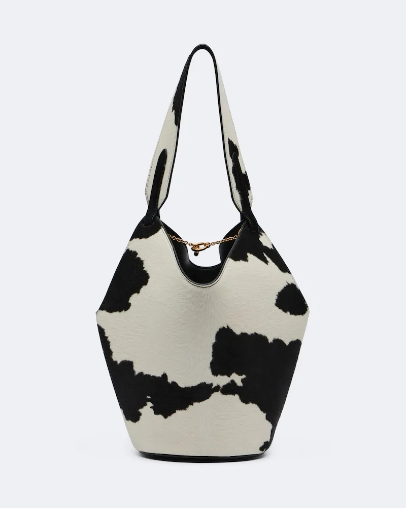 KHAITE Tote Bag Lotus Mini aus Kalbshaar und Leder Multicolor