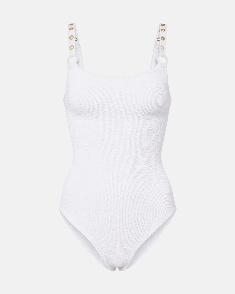 Hunza G Verzierter Badeanzug Melody Weiß