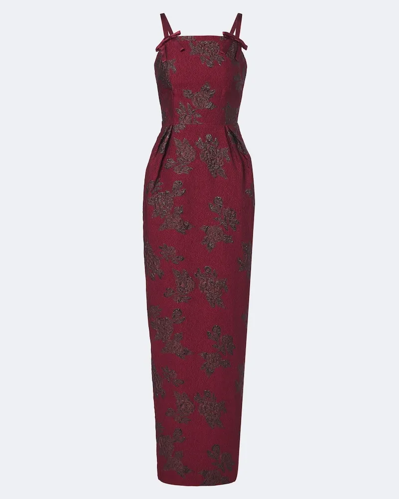 Rebecca Vallance Bustier-Robe Waverly aus Cloqué Burgunderrot