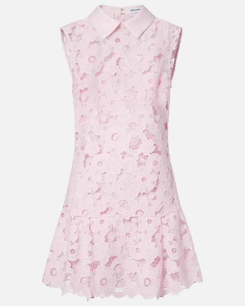 Self-Portrait Minikleid aus Guipure-Spitze Rosa