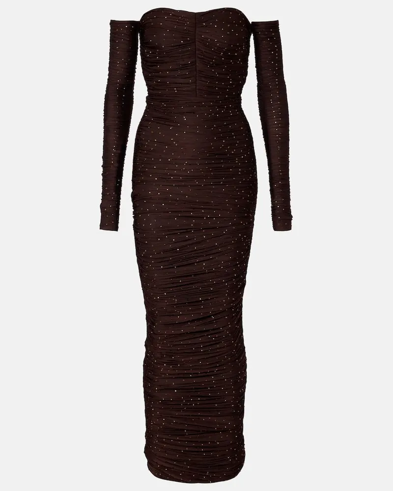 Alex Perry Robe aus Jersey mit Kristallen Braun