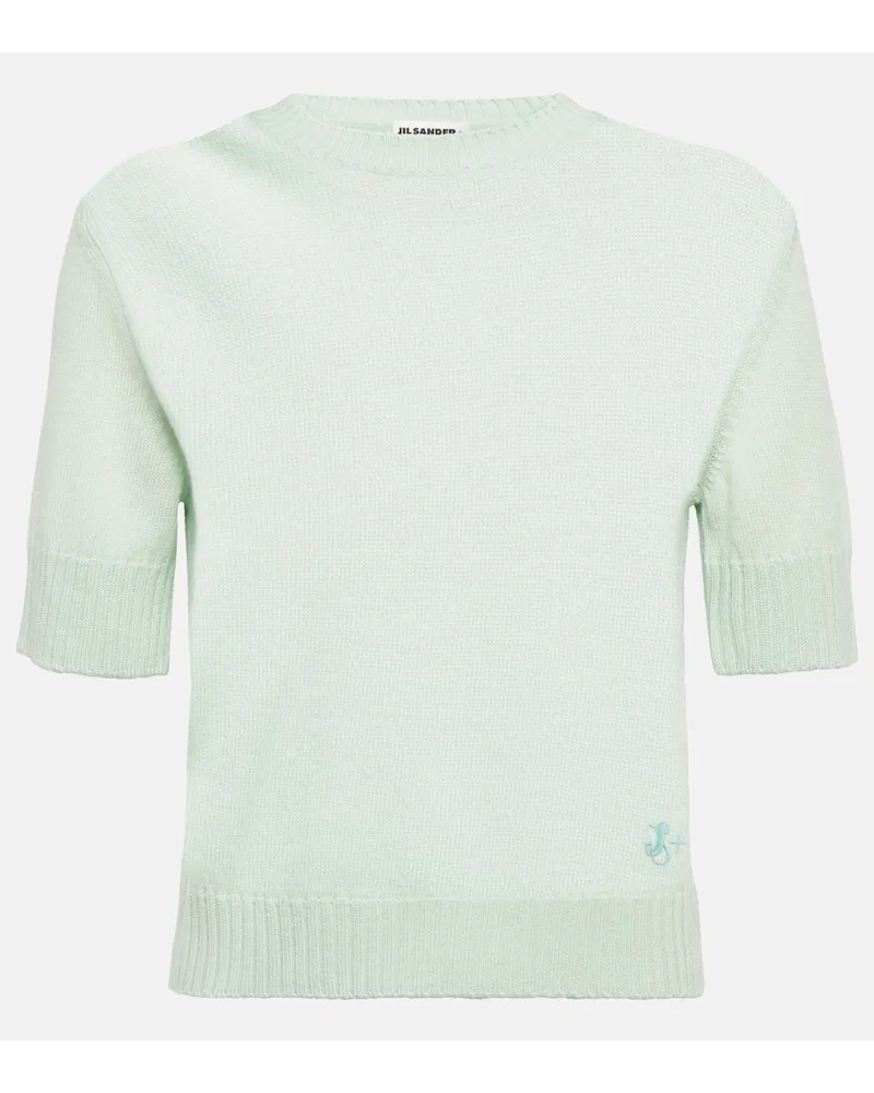 Jil Sander Top aus Wolle Gruen