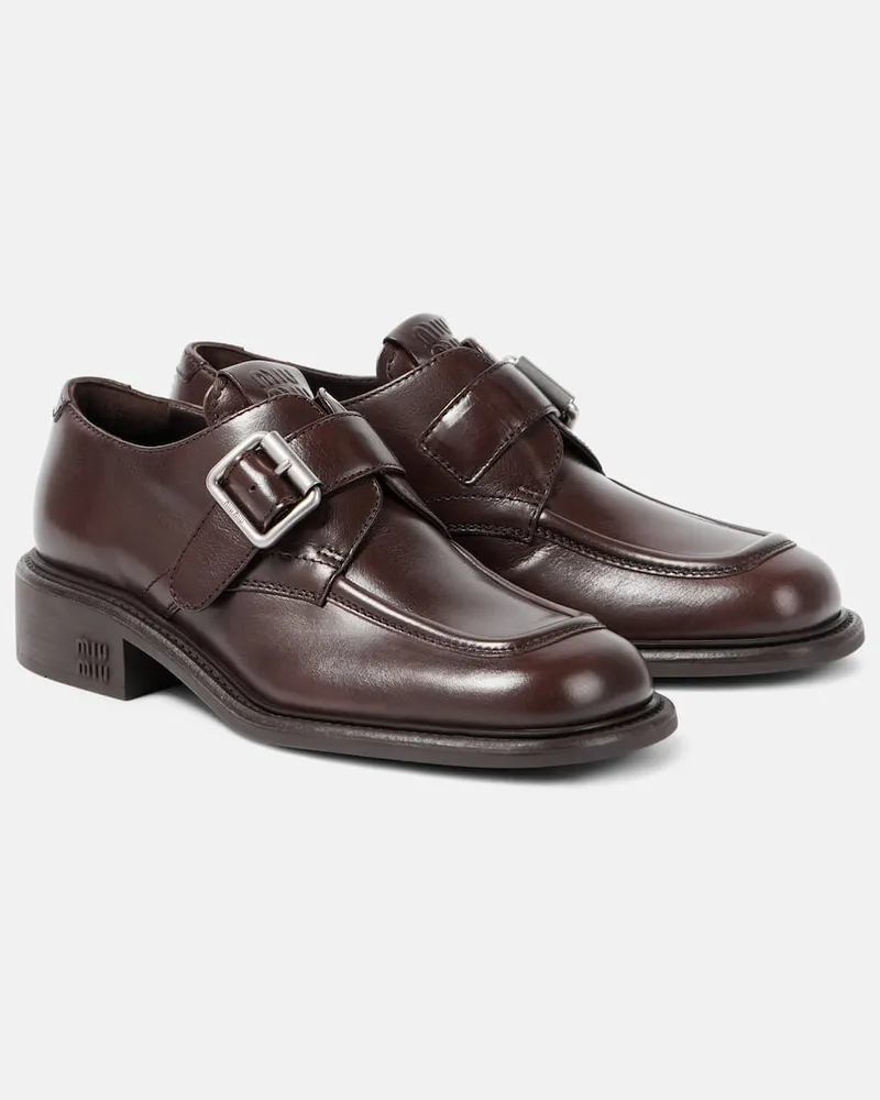 Miu Miu Monkstrap-Schuhe aus Leder Braun