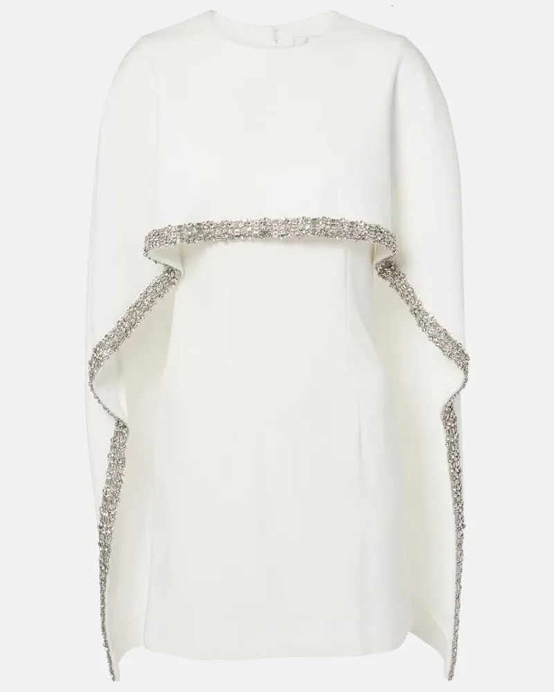 Roland Mouret Minikleid aus Satin mit Kristallen Weiß