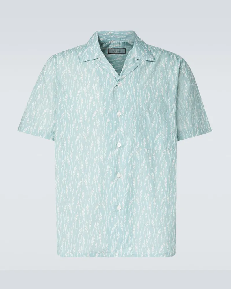 Canali Bedrucktes Hemd aus einem Baumwollgemisch Grün