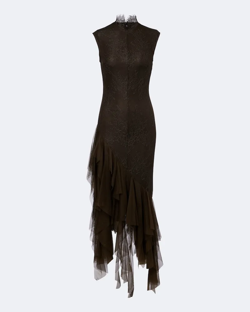 De La Vali Cocktailkleid Morwen aus Tüll mit Spitze Braun