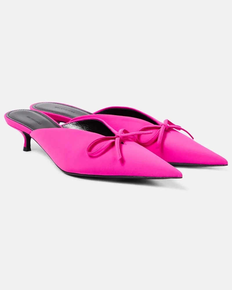 Balenciaga Mules Knife Bow mit Leder Rosa