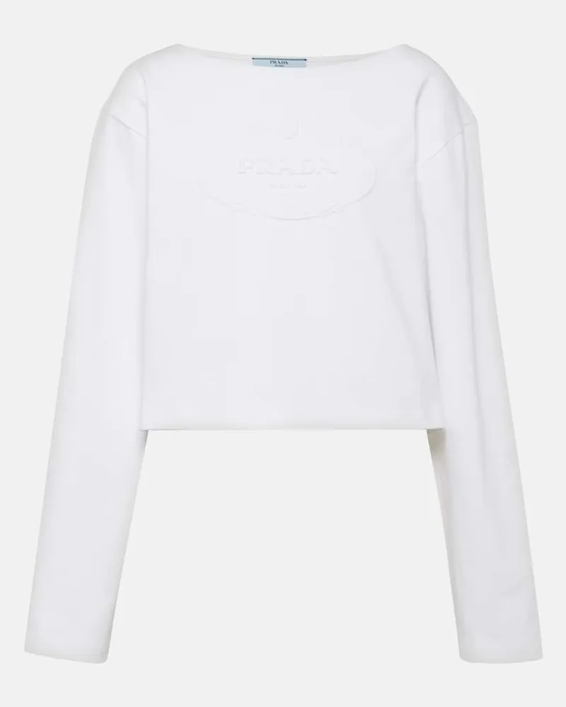 Prada Cropped-Top aus Baumwoll-Jersey Weiß
