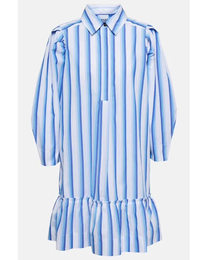 Ganni Minikleid aus Baumwolle Blau