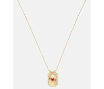 Halskette Heart Scapular aus 18kt Gelbgold mit Emaille und Diamanten