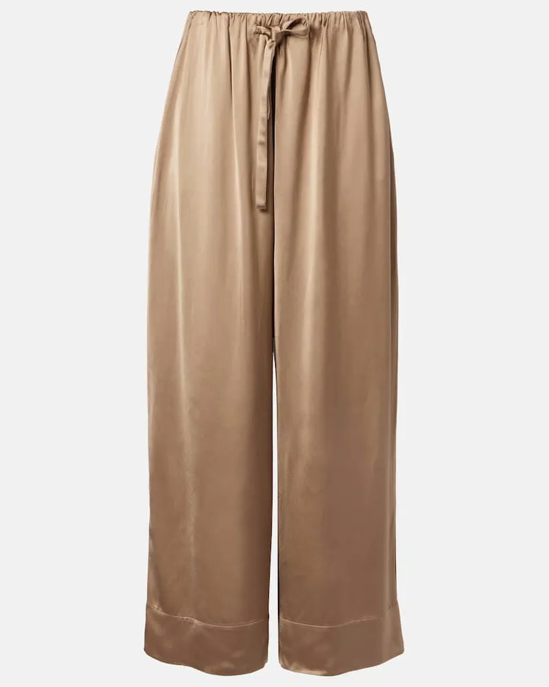 Totême Weite Hose aus Satin Beige