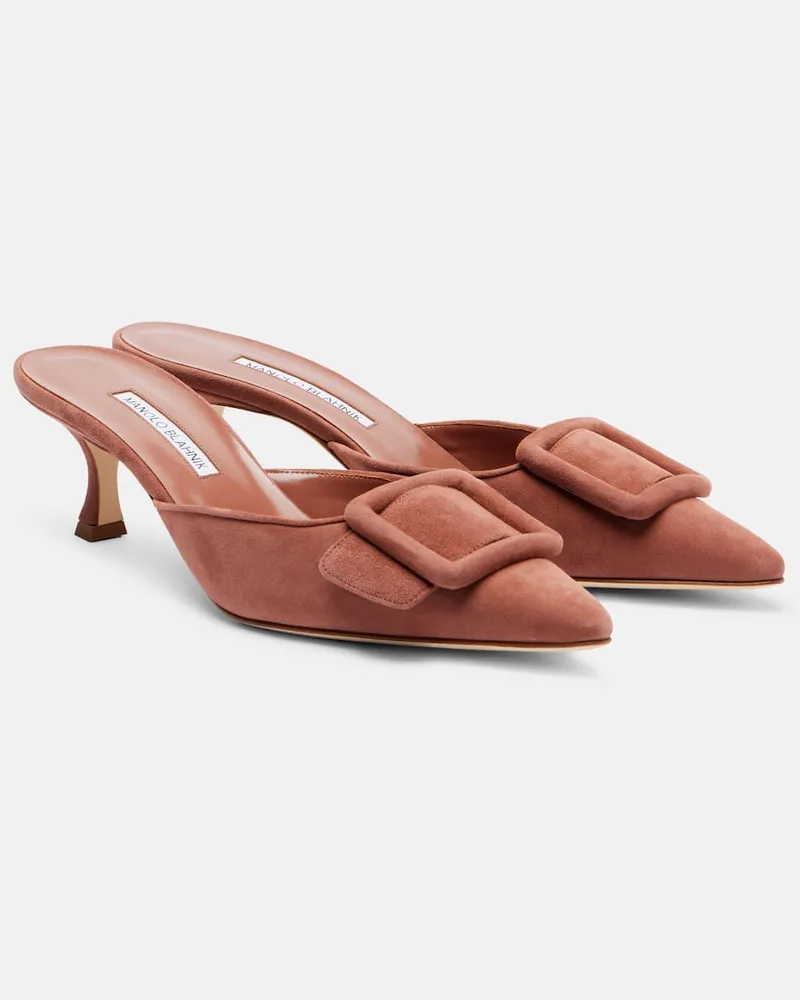 Manolo Blahnik Mules Maysale 50 aus Veloursleder Braun