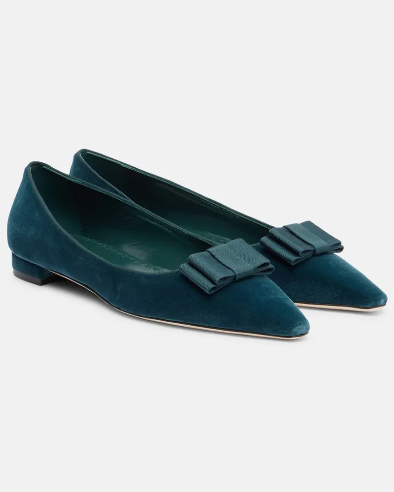 Manolo Blahnik Ballerinas Reador aus Samt Blau