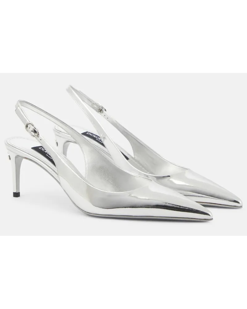 Dolce & Gabbana Slingback-Pumps aus Metallic-Leder Silber