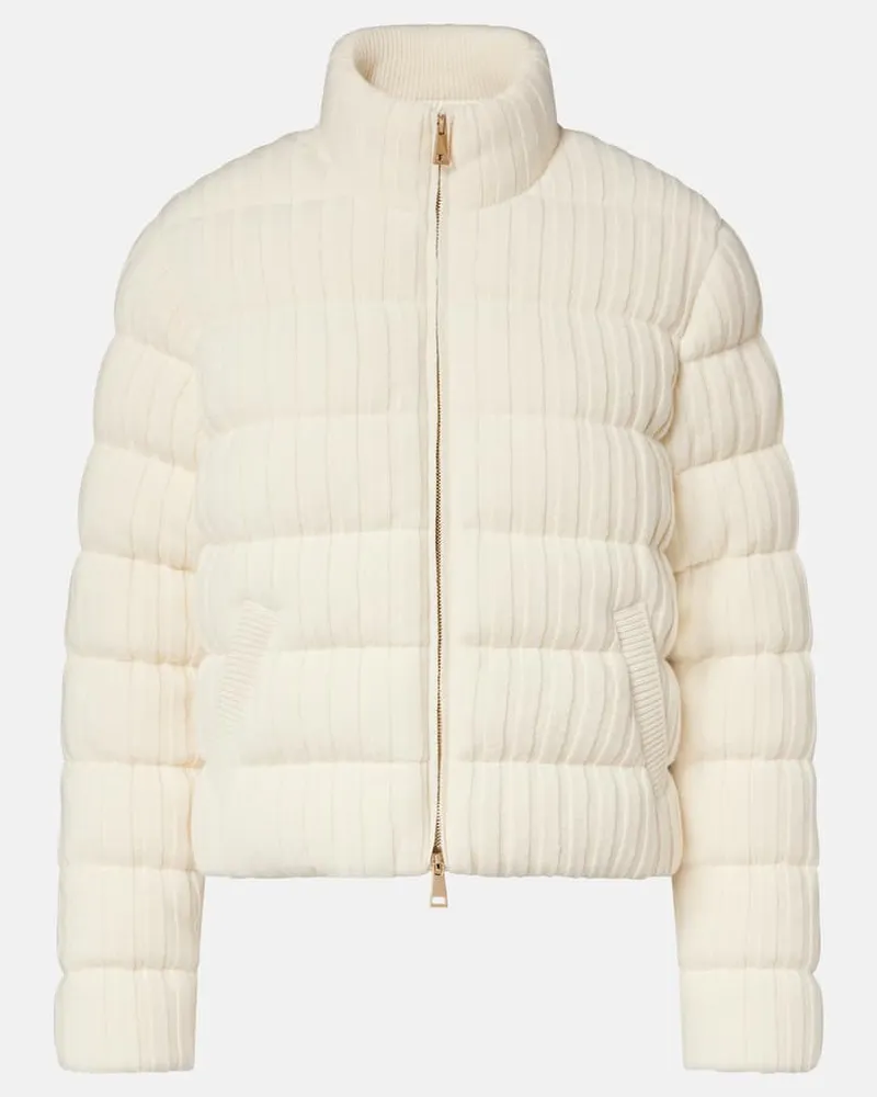 Moncler Daunenjacke aus Wolle und Kaschmir Weiß