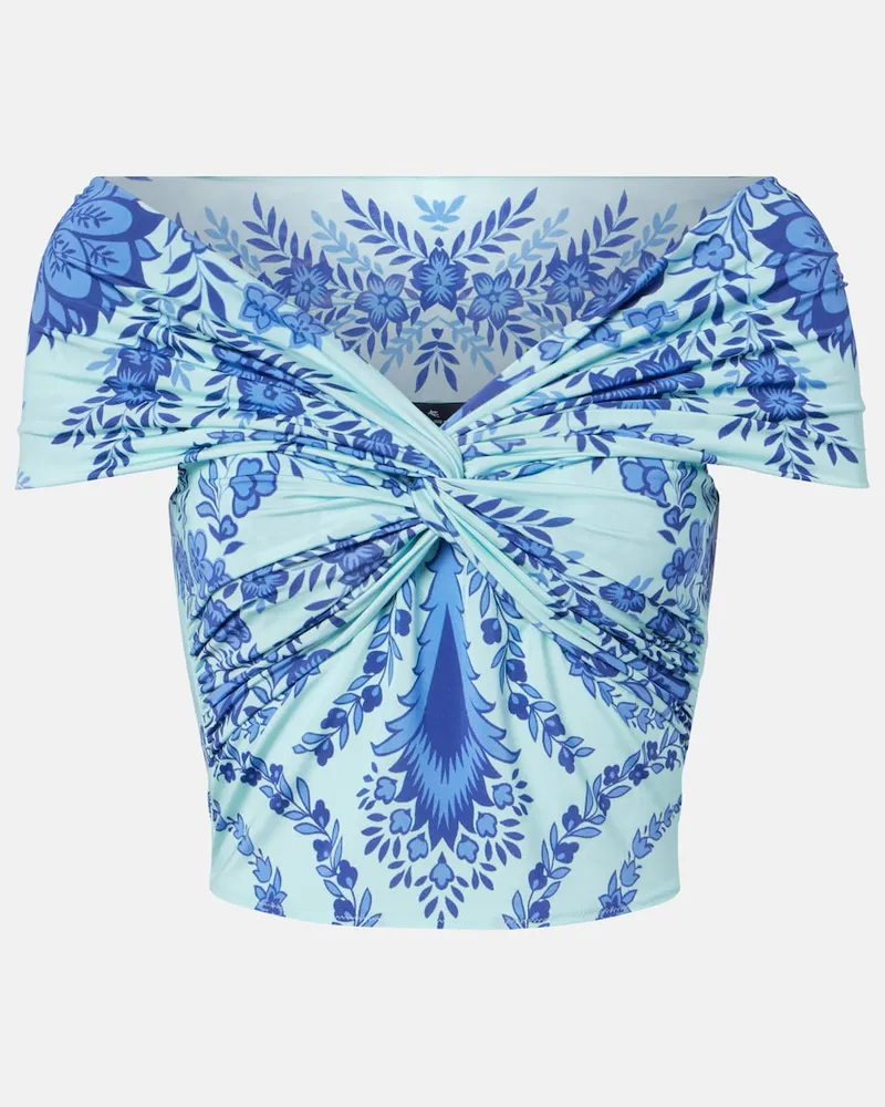 Etro Cropped-Top aus Jersey Blau